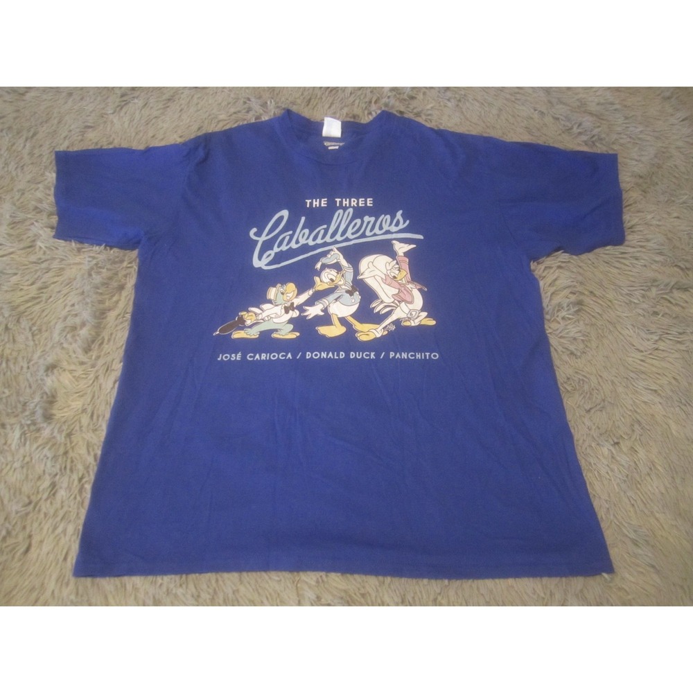 Disney Three Caballeros Shirt Mens XL Blue Donald Duck Graphic Tee Cartoon